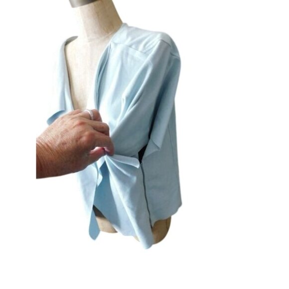 Chico's Size L Large (2) Faux Leather Short Sleeve Jacket Top - Picture 2 of 4